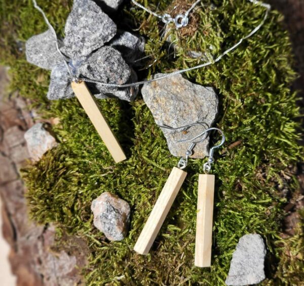 Set | Holzkette und -ohrringe – Bild 3